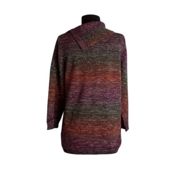 Dress Barn Size L Womens Multicolor Button Cowl Neck Sweater Acrylic Polyester - Picture 5 of 11